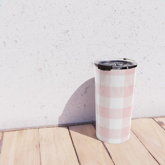 Baby Pink Buffalo Check Travel Mug Gallery Image 4