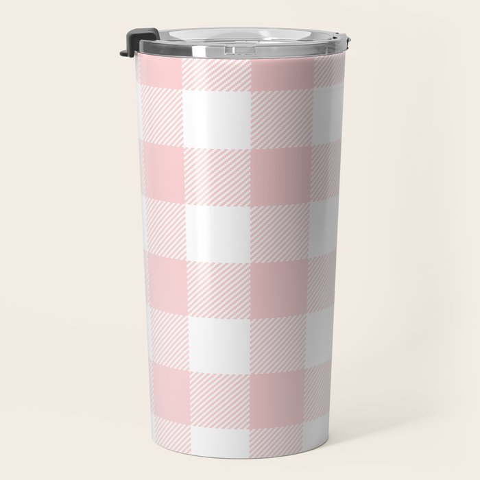 Baby Pink Buffalo Check Travel Mug Gallery Image 3