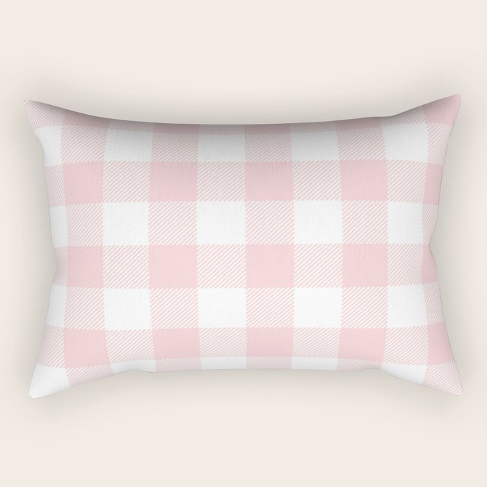 Baby Pink Buffalo Check Rectangular Pillow Gallery Image 2