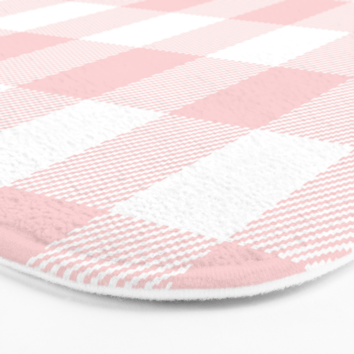 Baby Pink Buffalo Check Bath Mat Gallery Image 3
