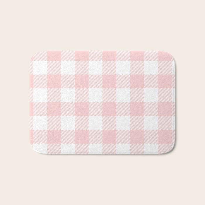 Baby Pink Buffalo Check Bath Mat Gallery Image 1