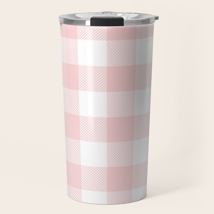 Baby Pink Buffalo Check Travel Mug Gallery Image 1