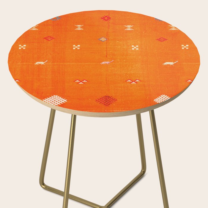 Orange Oriental Traditional Creative Berber Moroccan Fabric Style Side Table Gallery Image 2