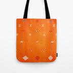 Orange Oriental Traditional Creative Berber Moroccan Fabric Style Tote Bag Gallery Image 1