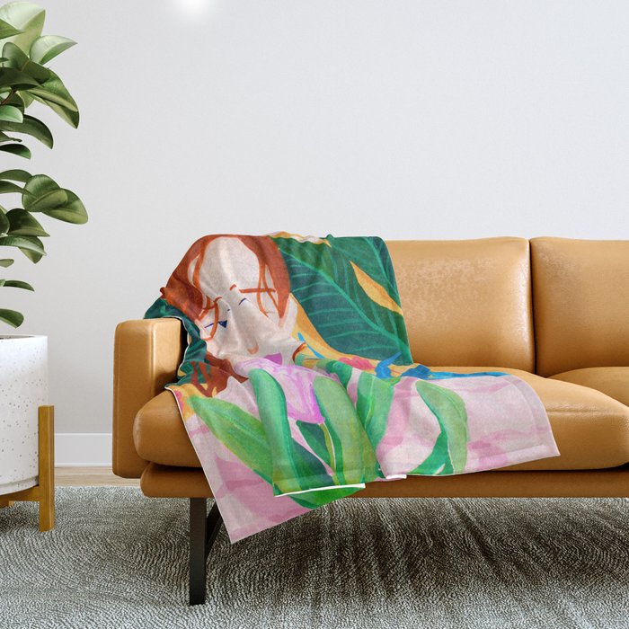 Botanical Lady Throw Blanket Gallery Image 1