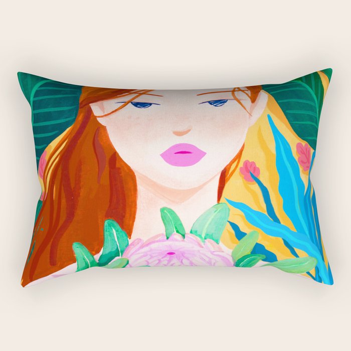 Botanical Lady Rectangular Pillow Gallery Image 1