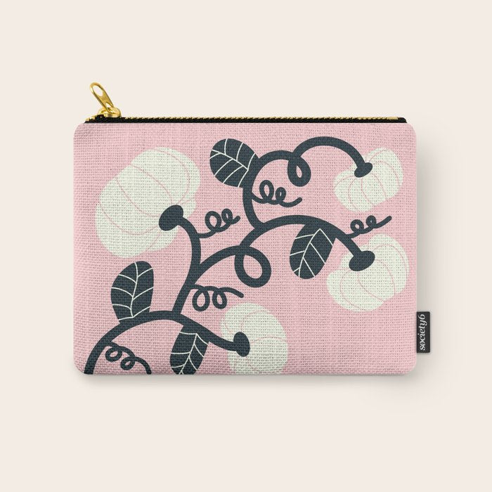 Retro Pumpkin Vines on Dusty Pink Carry All Pouch Gallery Image 1