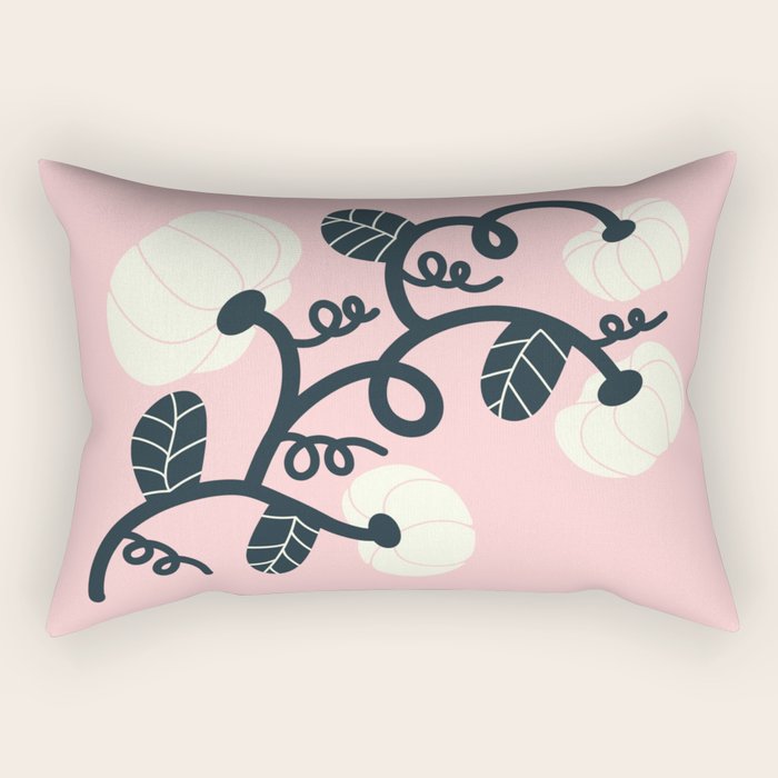 Retro Pumpkin Vines on Dusty Pink Rectangular Pillow Gallery Image 2