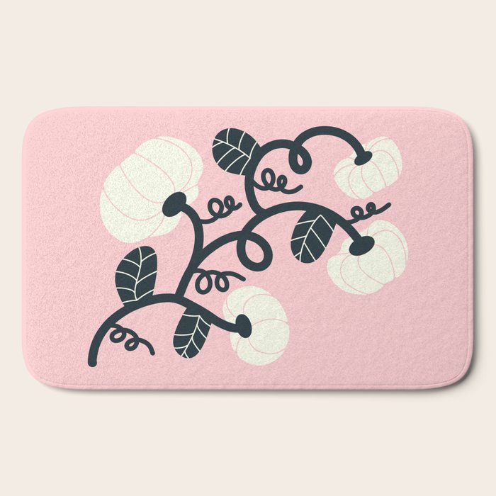 Retro Pumpkin Vines on Dusty Pink Bath Mat Gallery Image 2