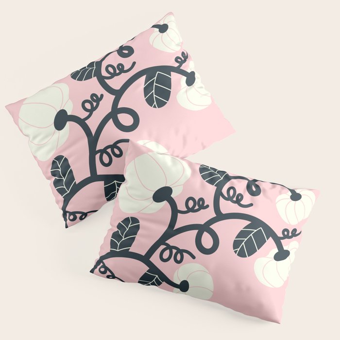 Retro Pumpkin Vines on Dusty Pink Pillow Sham Gallery Image 1