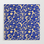 Abstract vintage blue flower art pattern Wood Wall Art Gallery Image 1