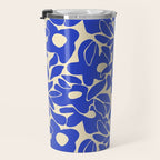 Abstract vintage blue flower art pattern Travel Mug Gallery Image 3