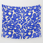 Abstract vintage blue flower art pattern Wall Tapestry Gallery Image 4