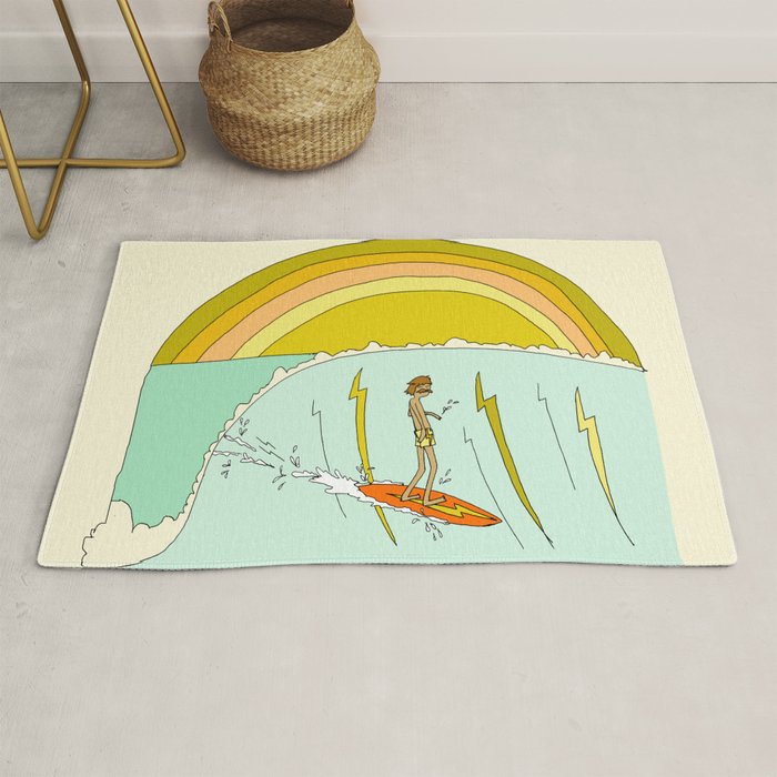 gerry lopez pipeline 70s daydreams // retro surf art by surfy birdy Rug Gallery Image 1