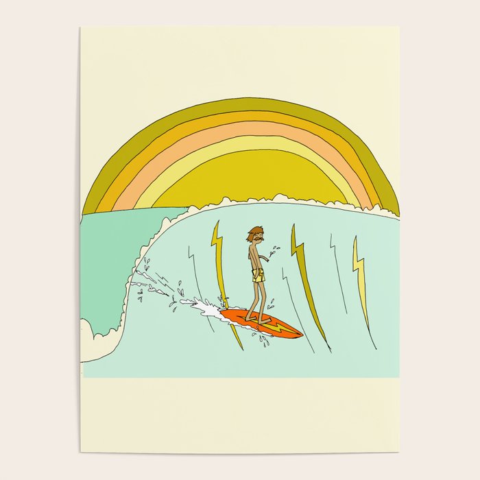 gerry lopez pipeline 70s daydreams // retro surf art by surfy birdy Poster Gallery Image 4