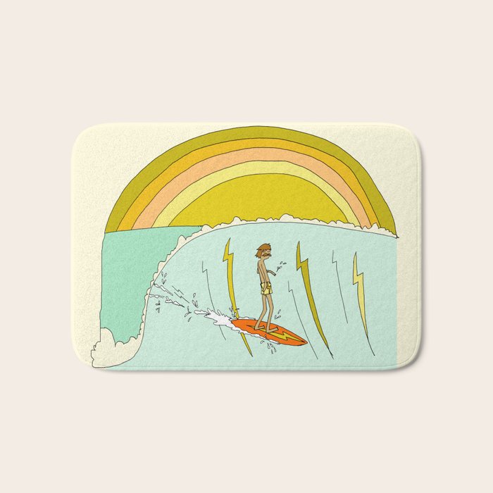 gerry lopez pipeline 70s daydreams // retro surf art by surfy birdy Bath Mat Gallery Image 1