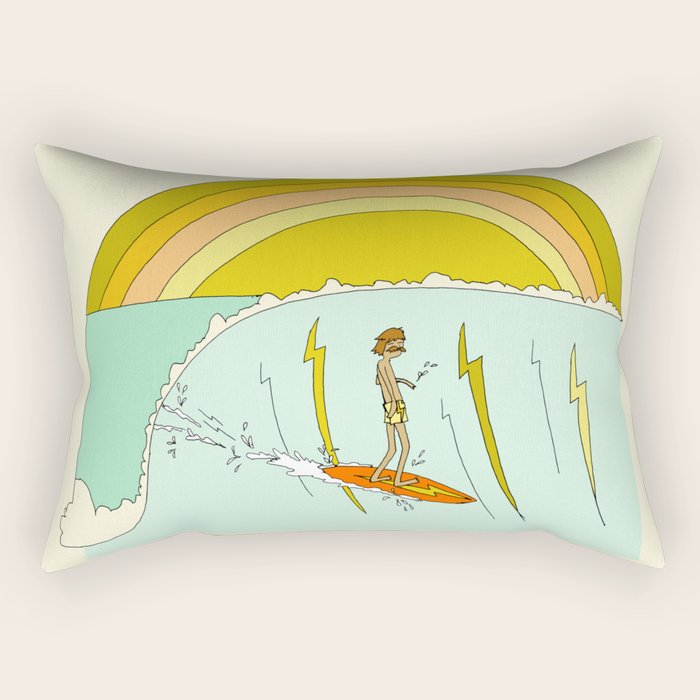 gerry lopez pipeline 70s daydreams // retro surf art by surfy birdy Rectangular Pillow Gallery Image 2