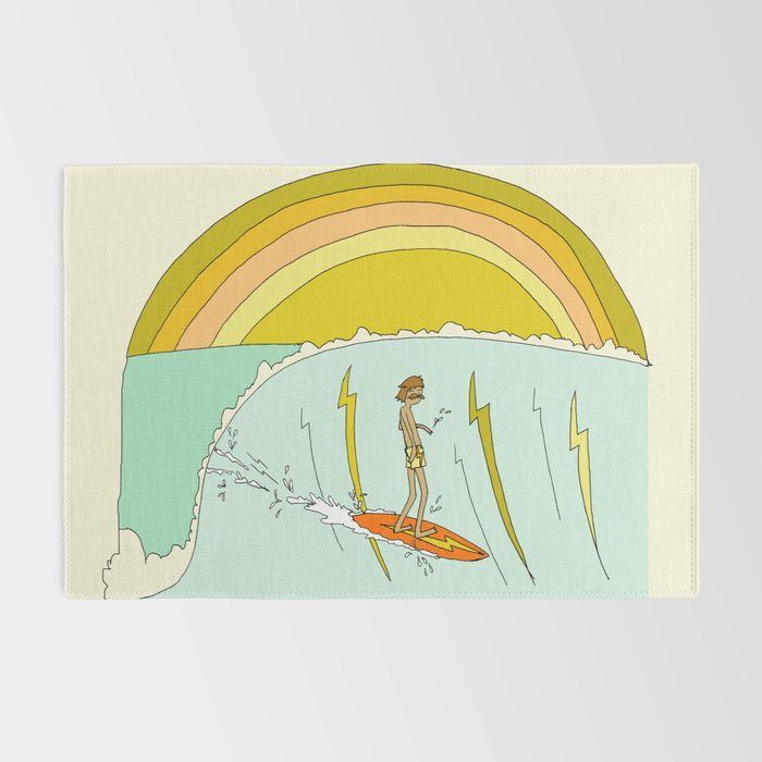 gerry lopez pipeline 70s daydreams // retro surf art by surfy birdy Rug Gallery Image 2