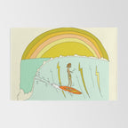 gerry lopez pipeline 70s daydreams // retro surf art by surfy birdy Rug Gallery Image 2