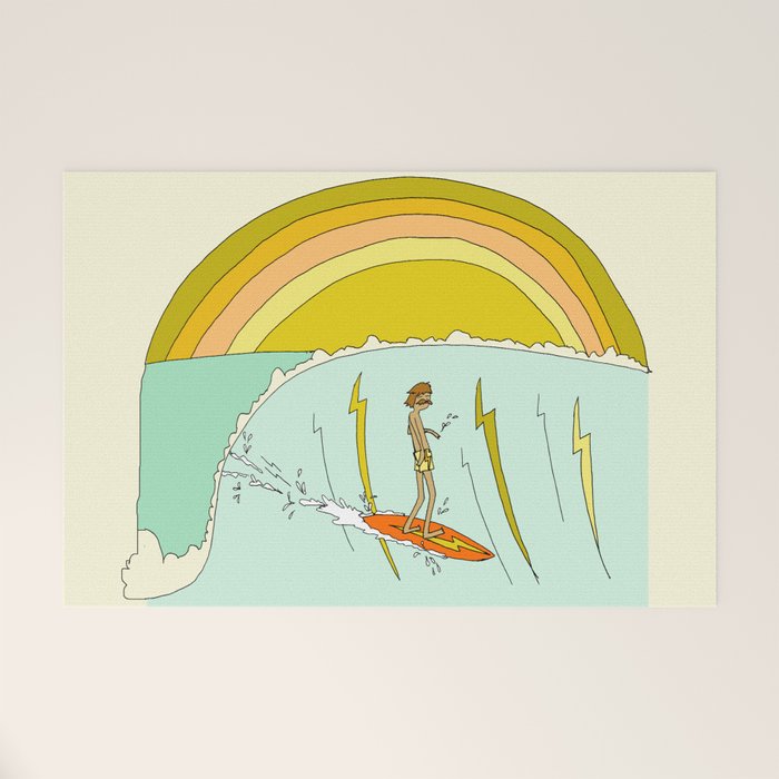 gerry lopez pipeline 70s daydreams // retro surf art by surfy birdy Welcome Mat Gallery Image 1