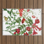 Rousing Red Botanical Outdoor Rug Gallery Image 1