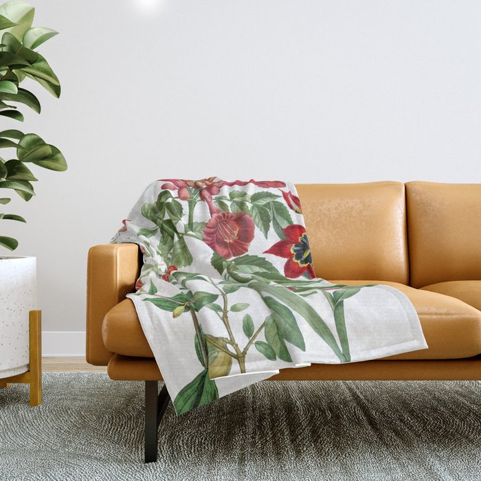 Rousing Red Botanical Throw Blanket Gallery Image 1