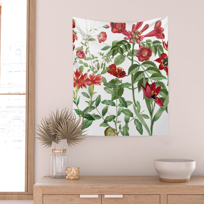 Rousing Red Botanical Wall Tapestry Gallery Image 2