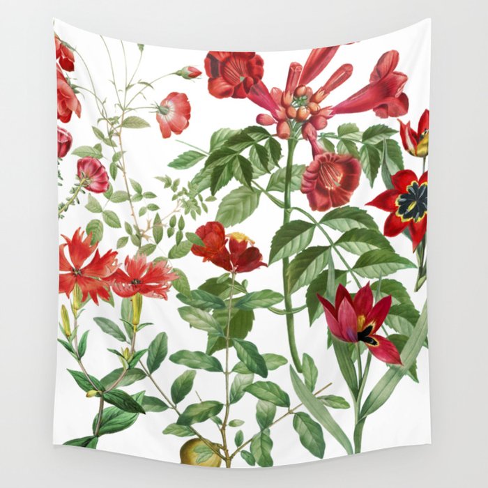 Rousing Red Botanical Wall Tapestry Gallery Image 4