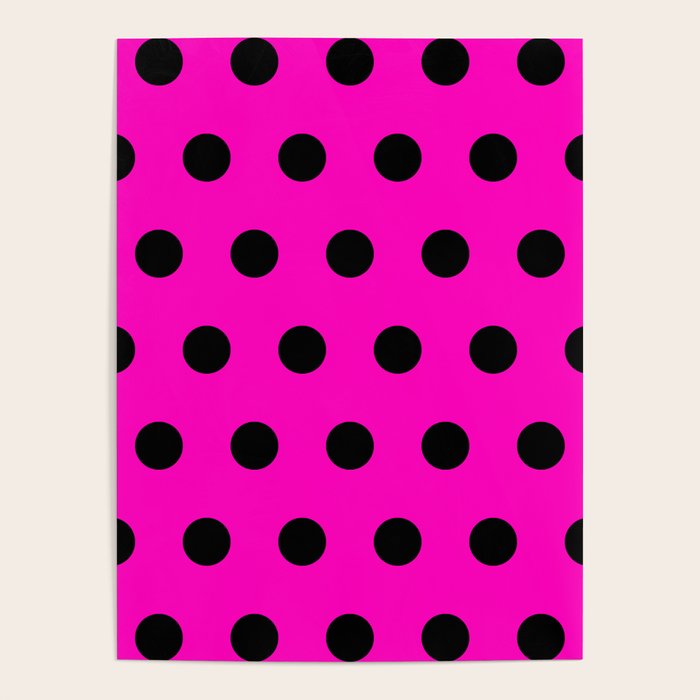 Hot Pink and Black Polka Dots Poster Gallery Image 1