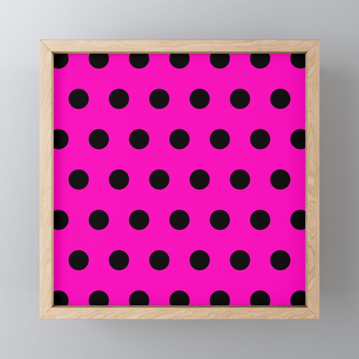 Hot Pink and Black Polka Dots Mini Art Print Gallery Image 1