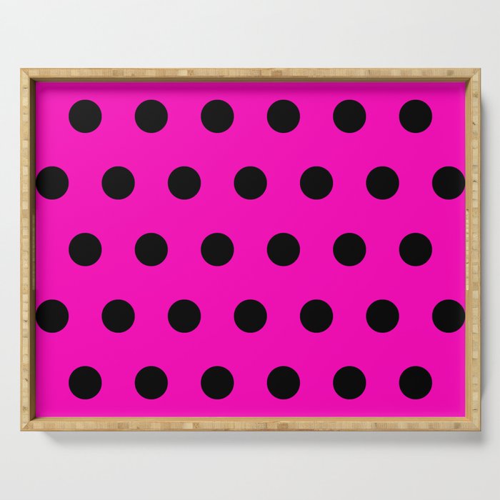 Hot Pink and Black Polka Dots Serving Tray Gallery Image 1
