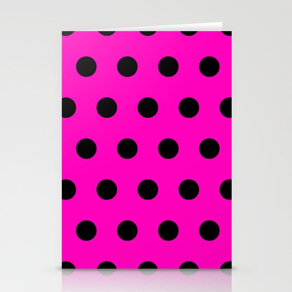 Hot Pink and Black Polka Dots Stationery Card Gallery Image 1