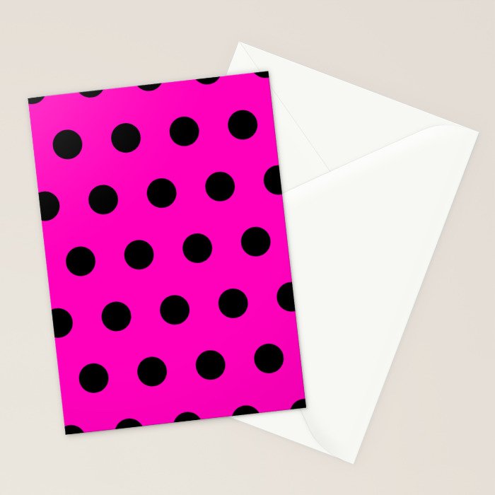 Hot Pink and Black Polka Dots Stationery Card Gallery Image 2
