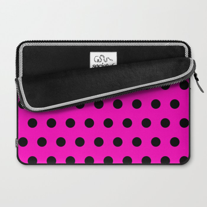 Hot Pink and Black Polka Dots Laptop Sleeve Gallery Image 2