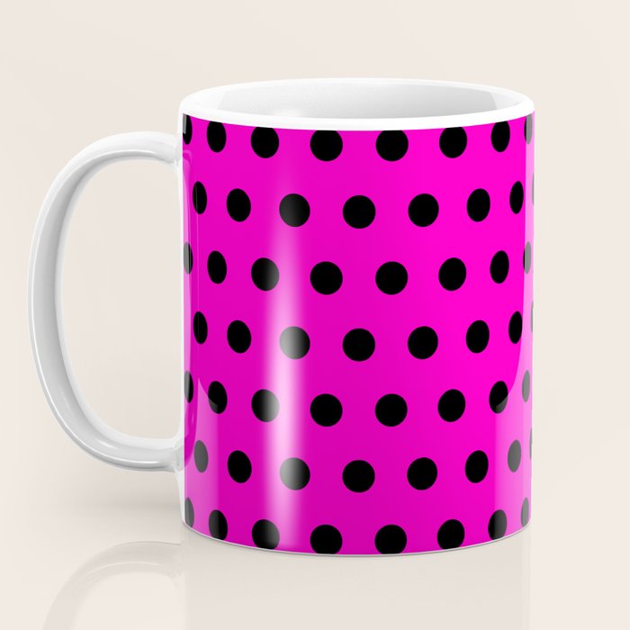 Hot Pink and Black Polka Dots Coffee Mug Gallery Image 3