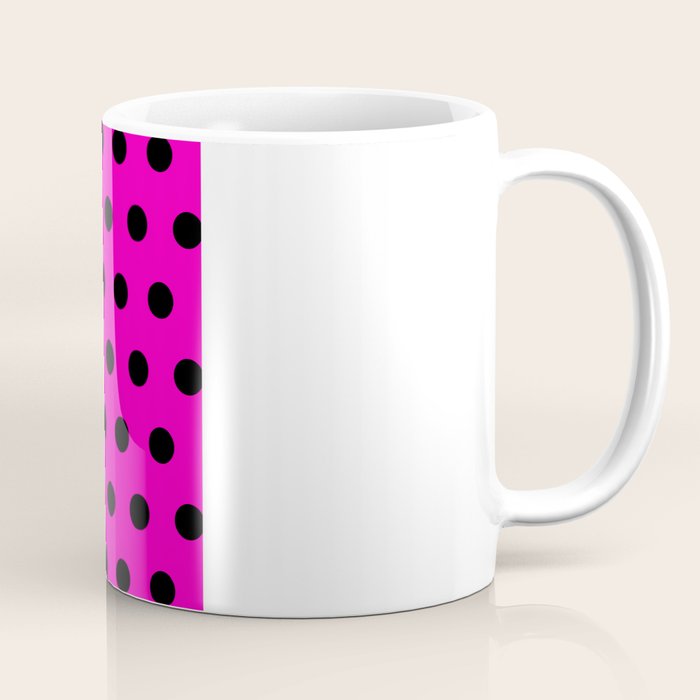 Hot Pink and Black Polka Dots Coffee Mug Gallery Image 1