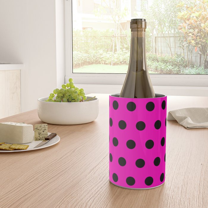 Hot Pink and Black Polka Dots Wine Chiller Gallery Image 4