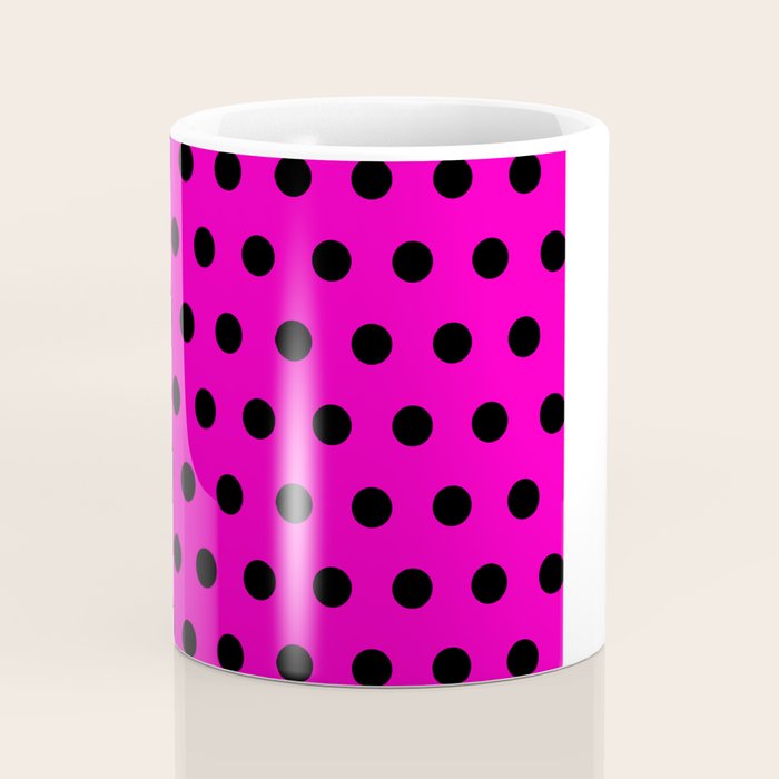 Hot Pink and Black Polka Dots Coffee Mug Gallery Image 4