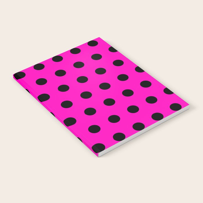 Hot Pink and Black Polka Dots Notebook Gallery Image 1
