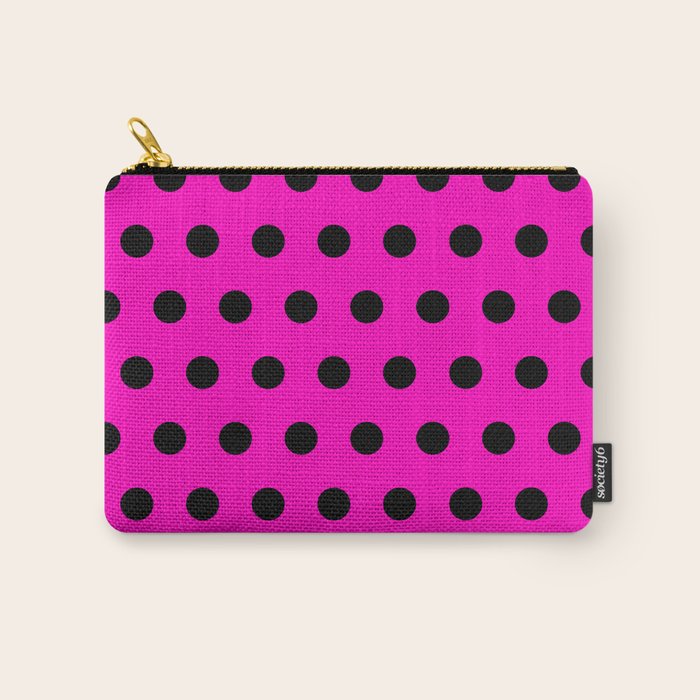 Hot Pink and Black Polka Dots Carry All Pouch Gallery Image 1