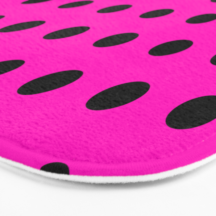 Hot Pink and Black Polka Dots Bath Mat Gallery Image 3
