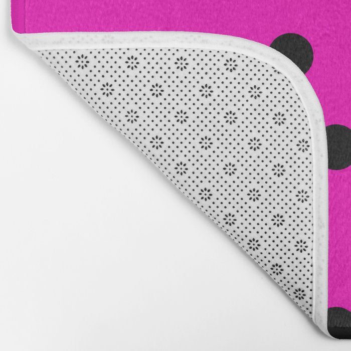 Hot Pink and Black Polka Dots Bath Mat Gallery Image 2