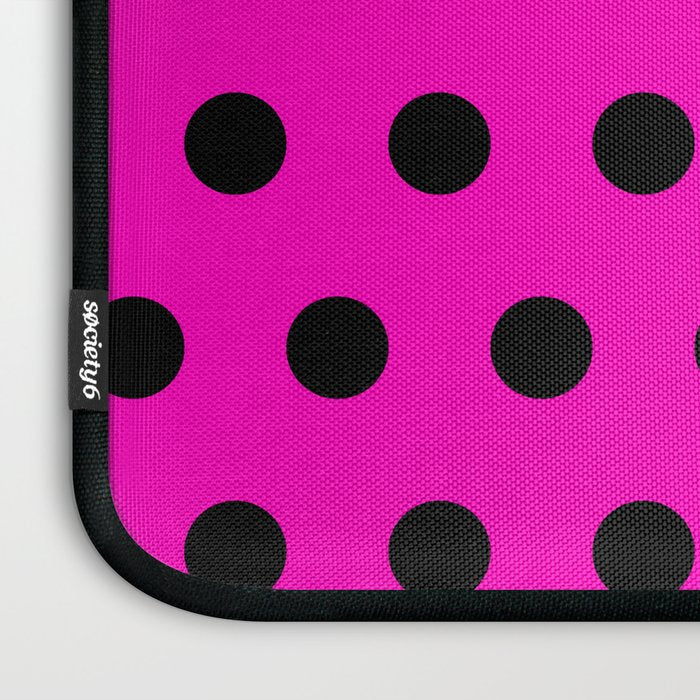Hot Pink and Black Polka Dots Laptop Sleeve Gallery Image 3