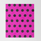 Hot Pink and Black Polka Dots Throw Blanket Gallery Image 2