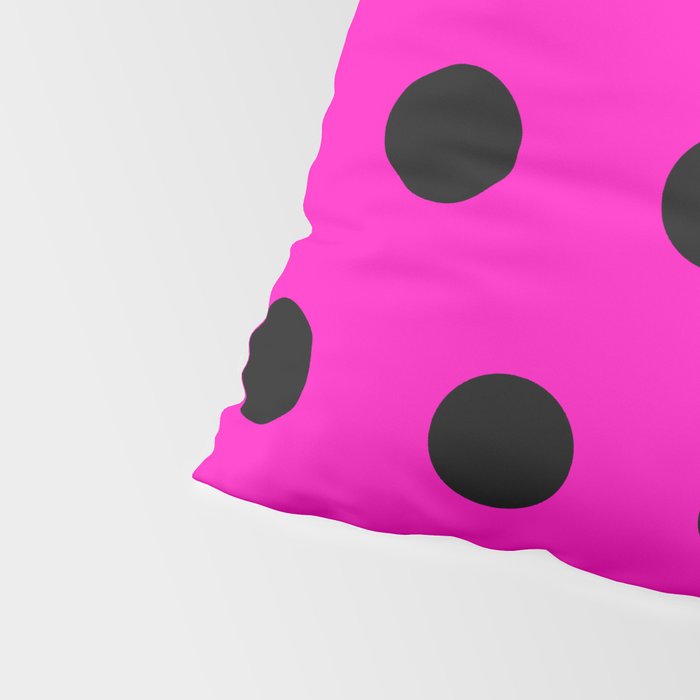 Hot Pink and Black Polka Dots Pillow Sham Gallery Image 4