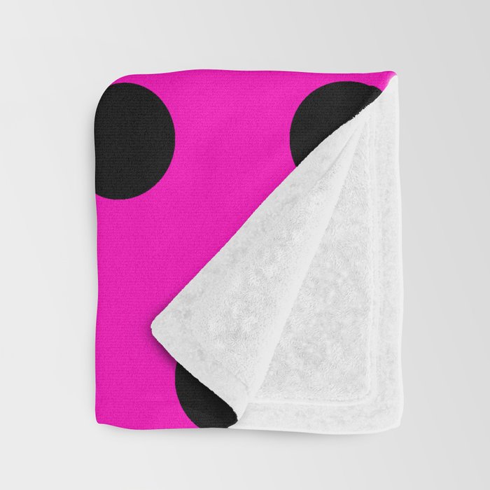 Hot Pink and Black Polka Dots Throw Blanket Gallery Image 3