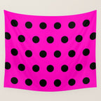 Hot Pink and Black Polka Dots Wall Tapestry Gallery Image 4