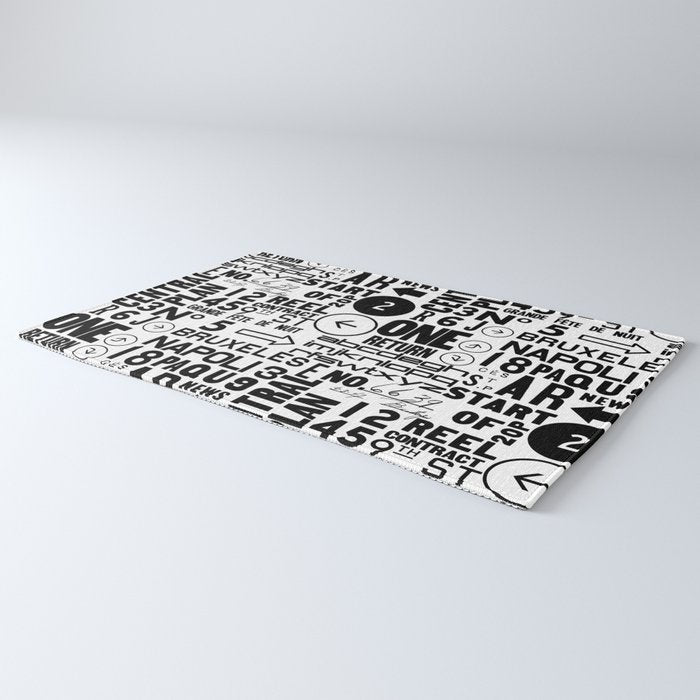 Urban Typography Black And White  Rug Gallery Image 3
