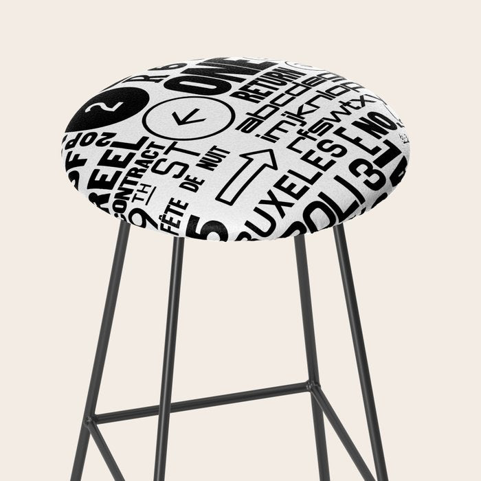 Urban Typography Black And White  Stool Gallery Image 2