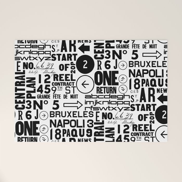 Urban Typography Black And White  Welcome Mat Gallery Image 1